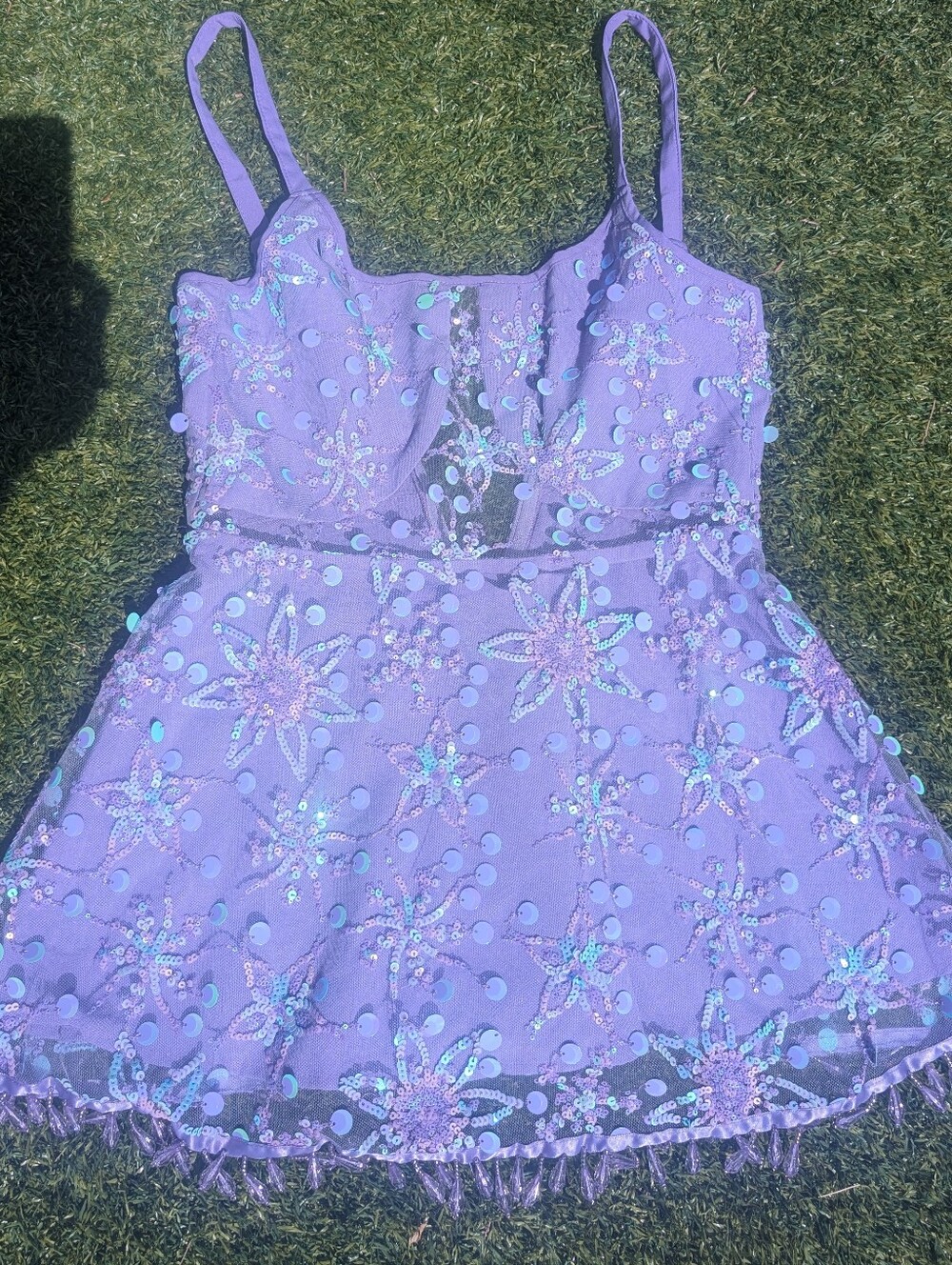 iHeartRaves Lilac Sequin Mini Dress